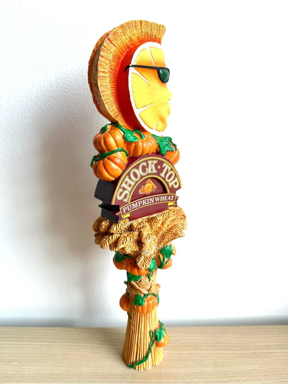 Shock Top Anheuser Busch Pumpkin Wheat Wedgehead Craft Beer Tap Handle 13”
